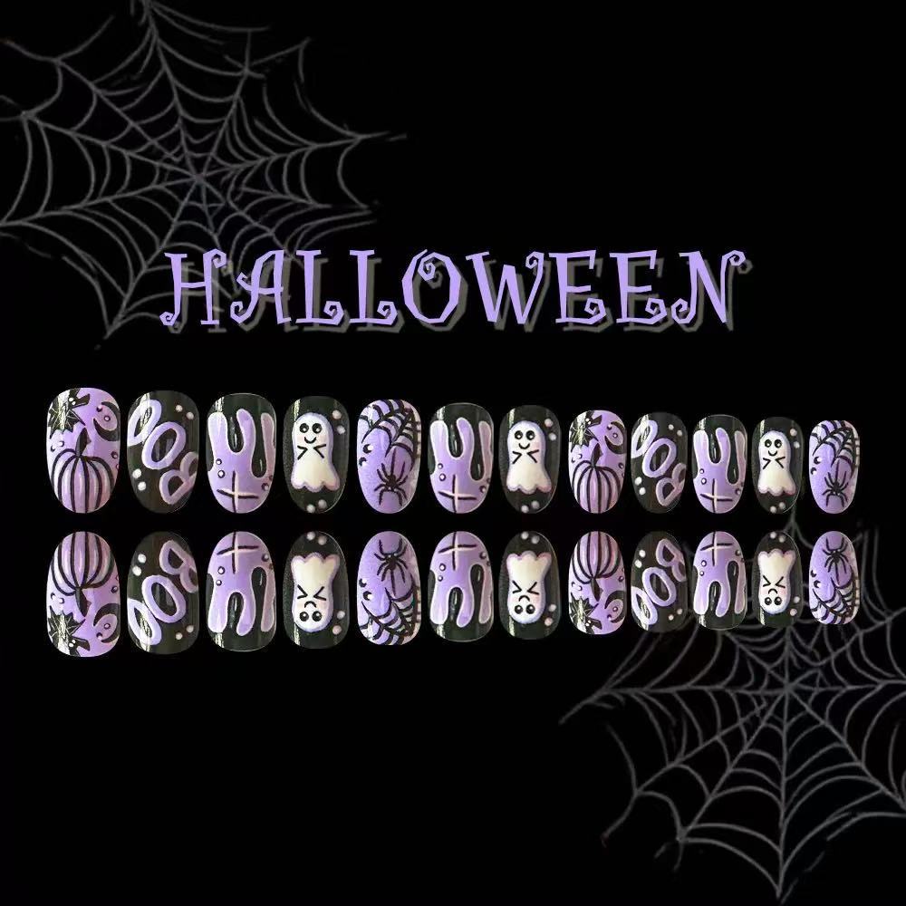 Halloween Press-On Nails | Available in Unbekannt, Bunt | Glue-Free Application in Minutes for Parties and Nights Out