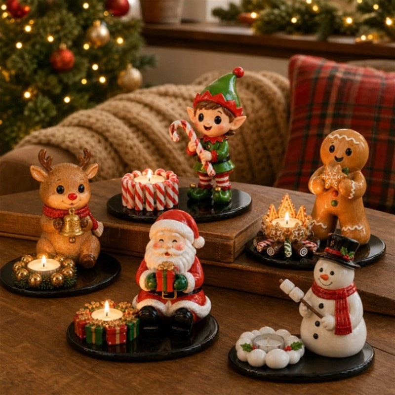 Handcrafted Santa Figurine and Christmas Decorations Set