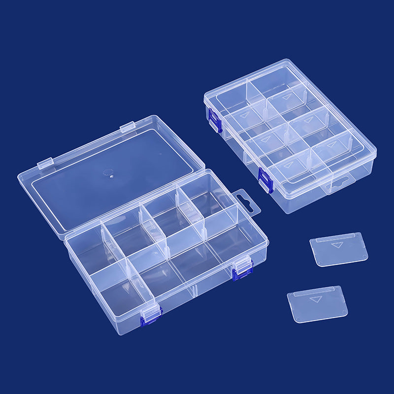 Clear Bead Organizer Box with Adjustable Compartments | Latching Lid for Thread and Small Tools | 7.87 x 5.12 in