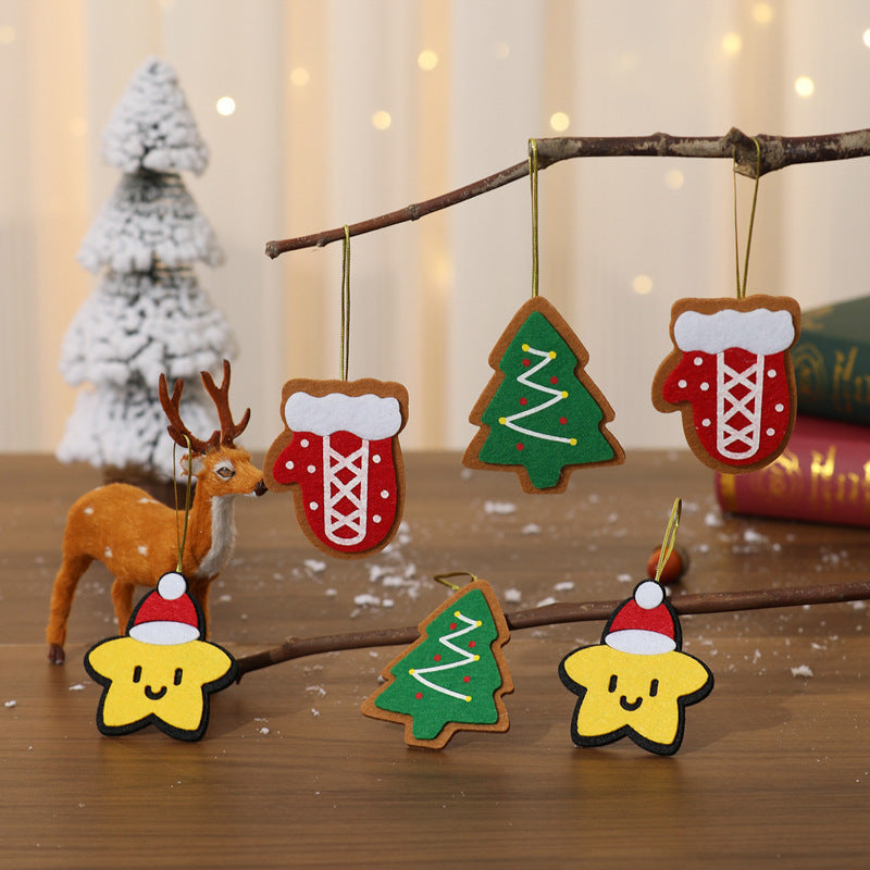 Felt Christmas Tree Ornaments Set with Hanging Loops