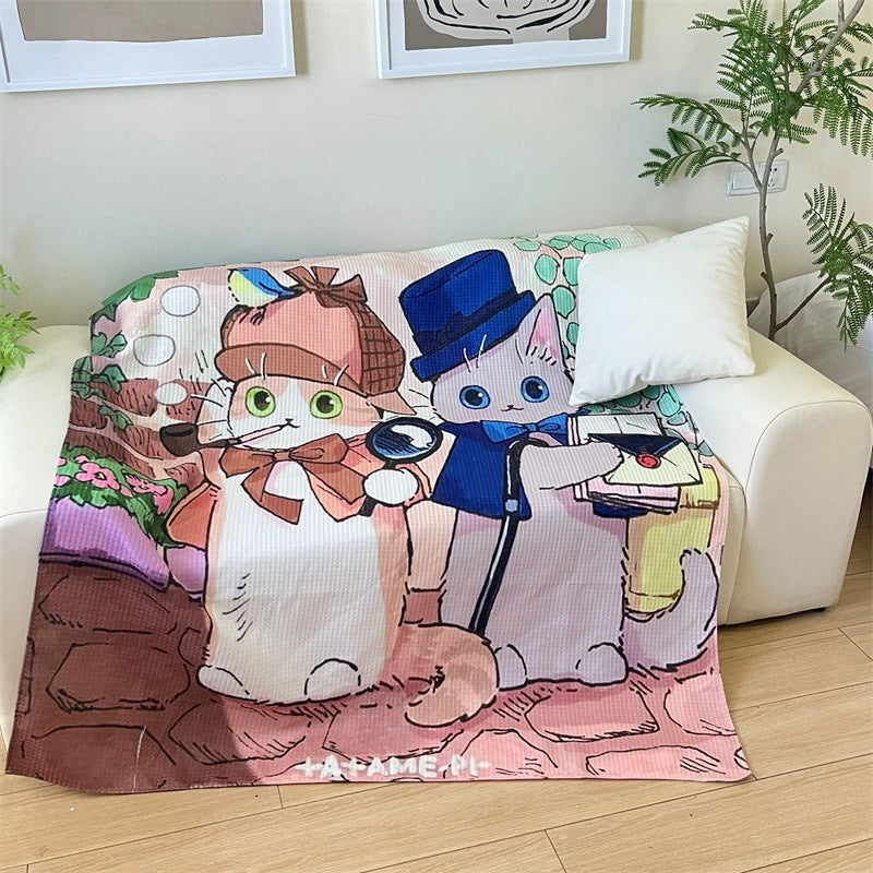 Halloween Cat Print Warm Blanket in Bright Orange | Soft Plush Throw for the Couch | 51 x 67 in | 3 Designs