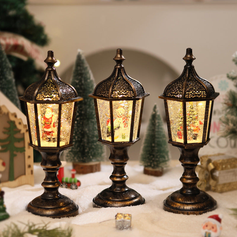 Nostalgic Christmas Lantern with LED Light and Moving Figures