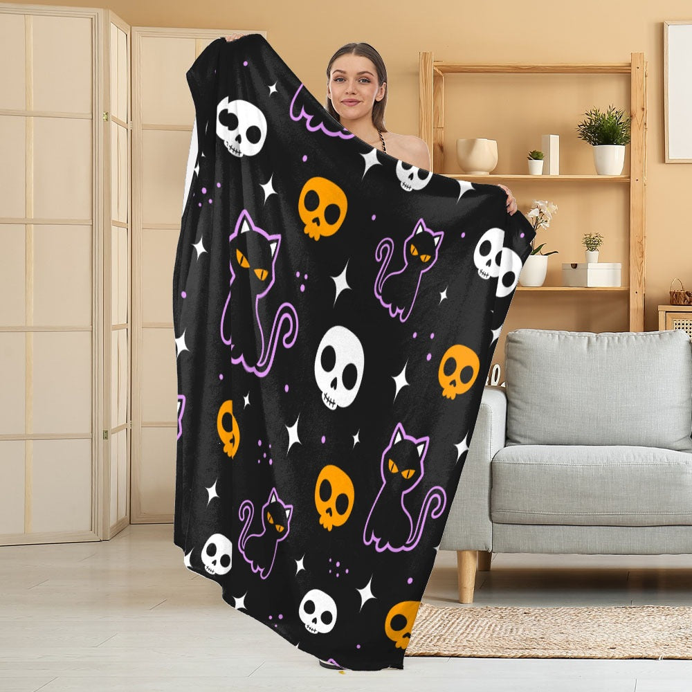 Halloween Throw Blanket | Available in White | Soft Fleece for Sofas, Beds, and Movie Nights