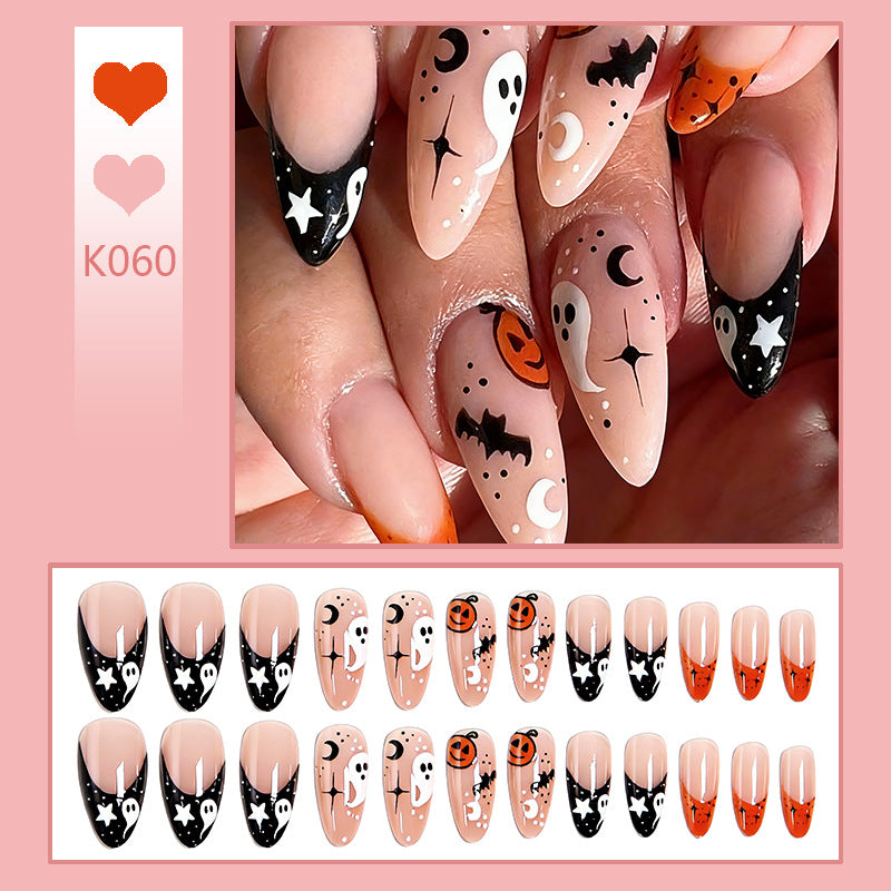 Halloween Pumpkin Ghost Star Press-On Nails | Available in Blue | Glue-Free Application in Minutes for Parties and Nights Out