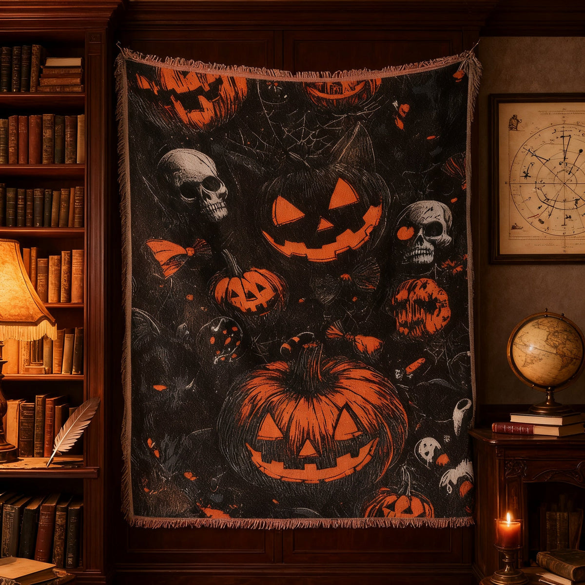 Halloween Throw Blanket | Available in Kürbis Schädel | Soft Fleece for Sofas, Beds, and Movie Nights
