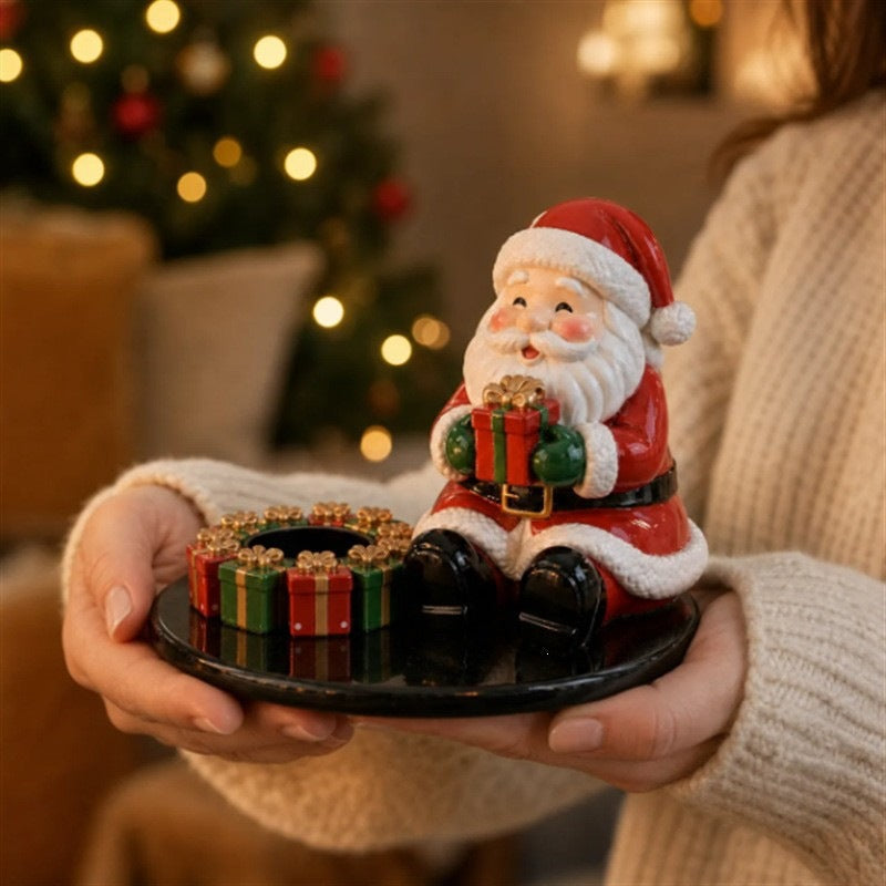 Handcrafted Santa Figurine and Christmas Decorations Set