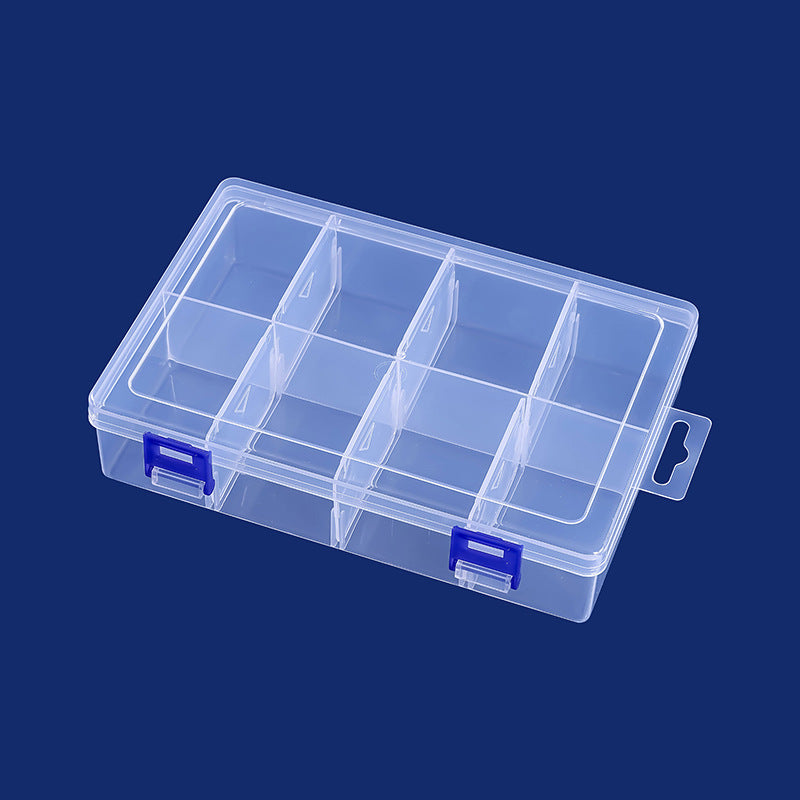 Clear Bead Organizer Box with Adjustable Compartments | Latching Lid for Thread and Small Tools | 7.87 x 5.12 in