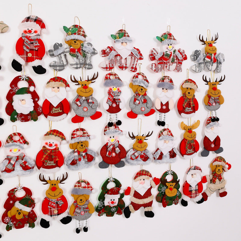Plush Fabric Christmas Tree Decorations Ornaments Hanging Set