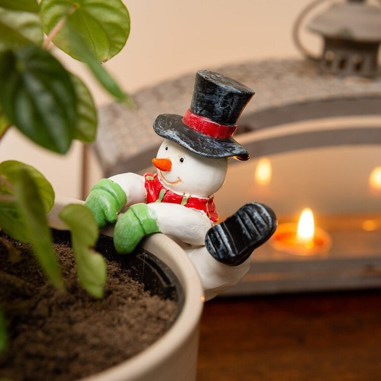 Snowman and Santa Christmas Decorations for Plant Pots