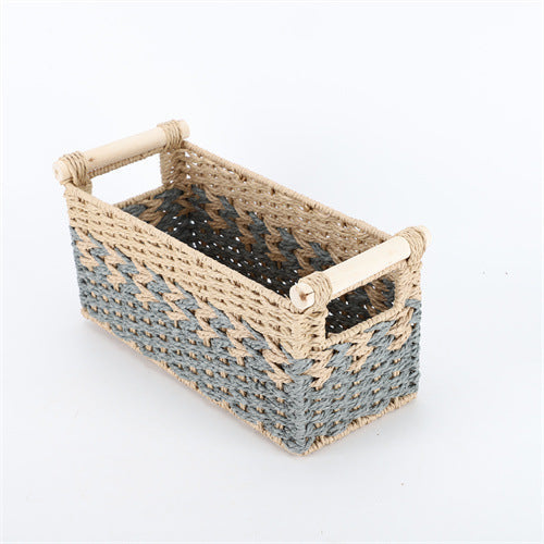Woven Storage Organizer Basket with Side Handles | Paper Rope Bin for Toys, Blankets and Clothes | 6 Colors