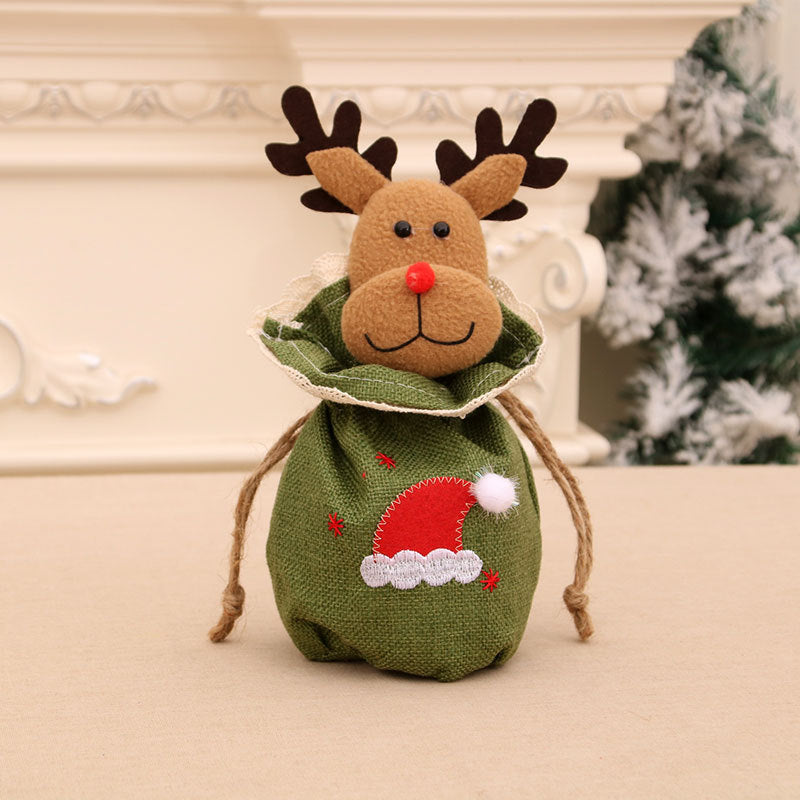 Plush Teddy Bear Christmas Gift Bag with Knit Hat and Scarf | Soft Holiday Treat Sack | Festive Tabletop Decorations