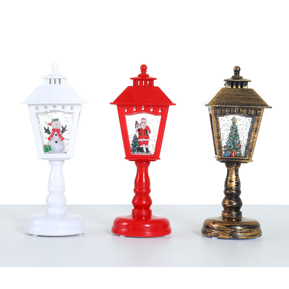 Christmas Lanterns Mini LED Street Lamp Style with Santa Scene