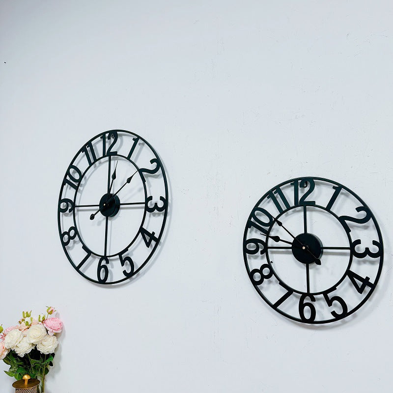 Open Frame Metal Wall Clock with Cutout Numerals | Silent Quartz Movement for Living Room and Office | 3 Diameters