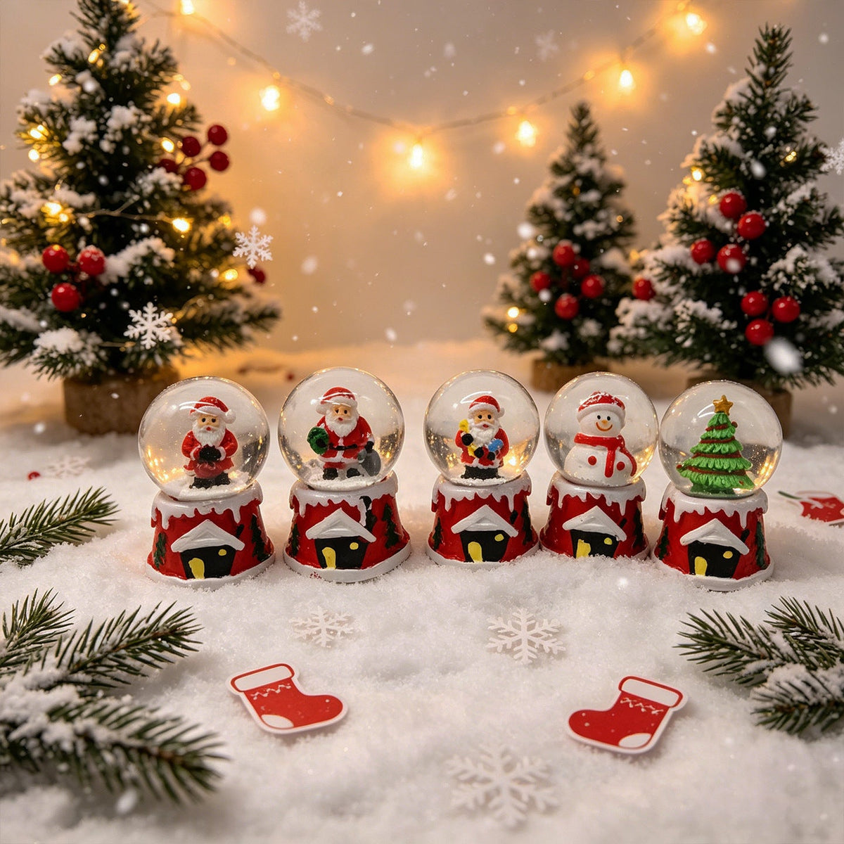 Mini Christmas Snow Globe Ornament Decorations with Santa