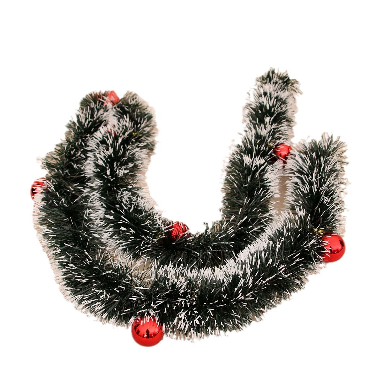 Christmas Tinsel Garland in Green with White Tips