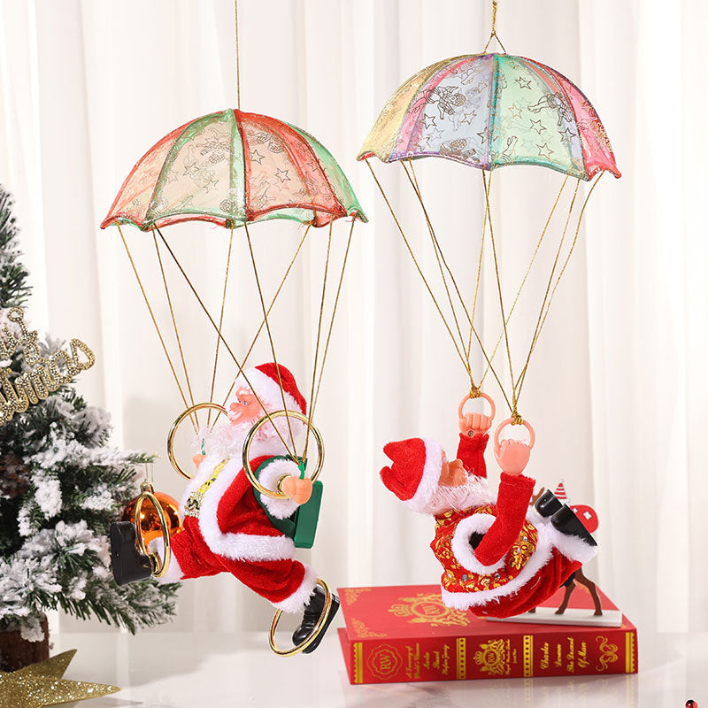Parachuting Santa Claus Figurine Christmas Hanging Decoration