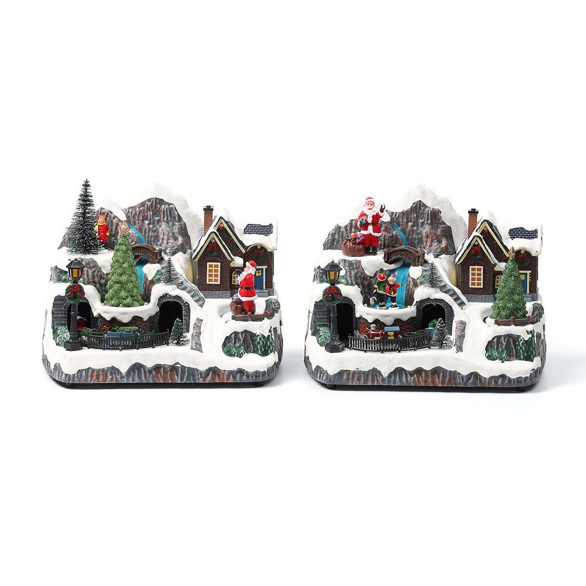Light Up Christmas Village Decorations with Santa and Houses