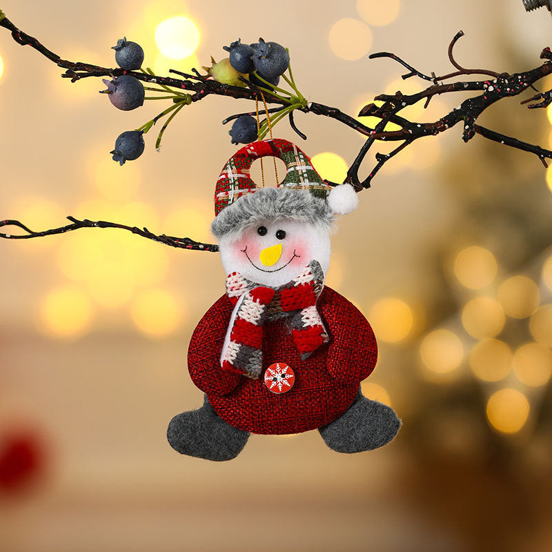 Santa Figurine Ornaments for Christmas Trees | Red Outfit with Plaid Hat and Fluffy Trim | Lightweight Design, Four Styles