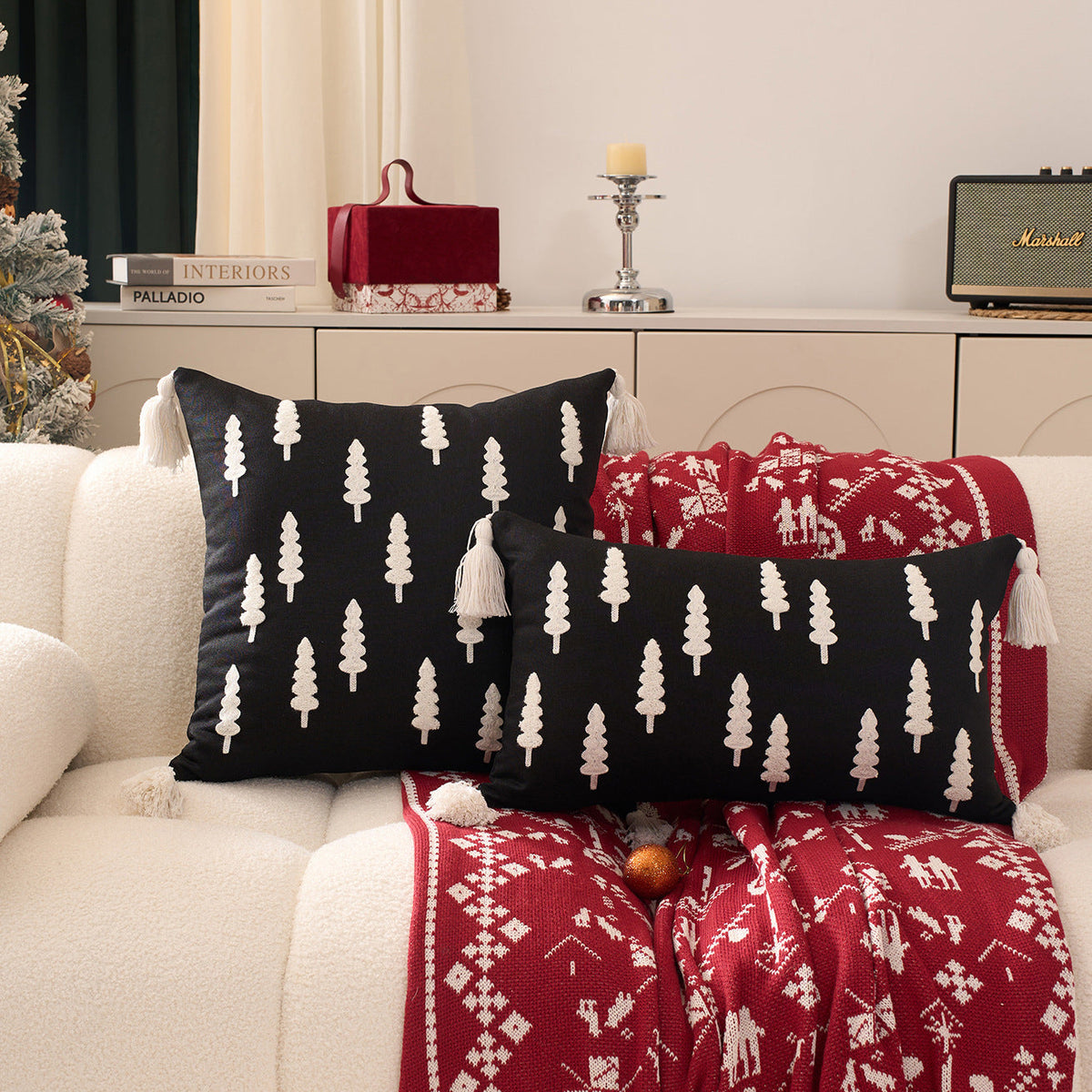Decorative Christmas Throw Pillow Covers with Tassels