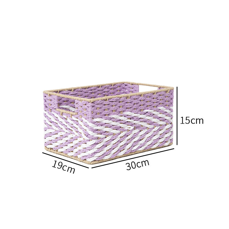 Woven Storage Organizer Basket with Side Handles | Paper Rope Bin for Toys, Blankets and Clothes | 6 Colors