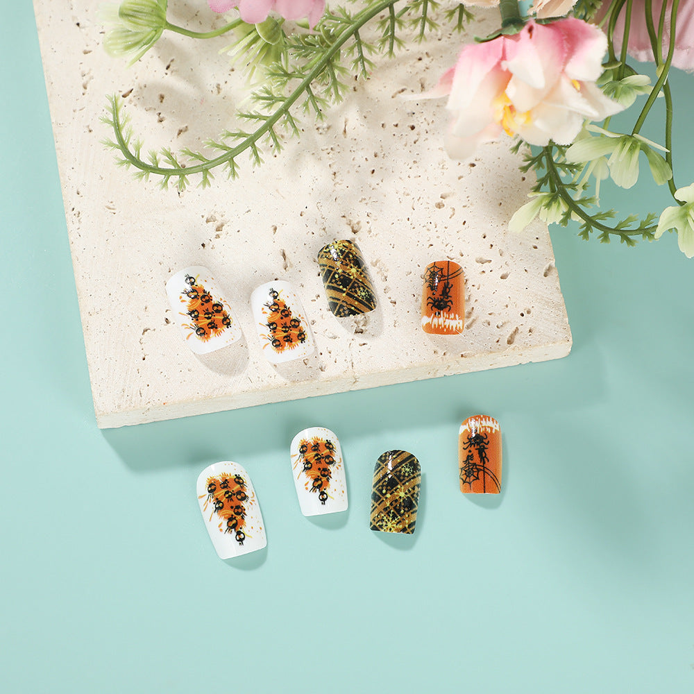 Halloween Press-On Nails | Available in Transparent, White | Glue-Free Application in Minutes for Parties and Nights Out