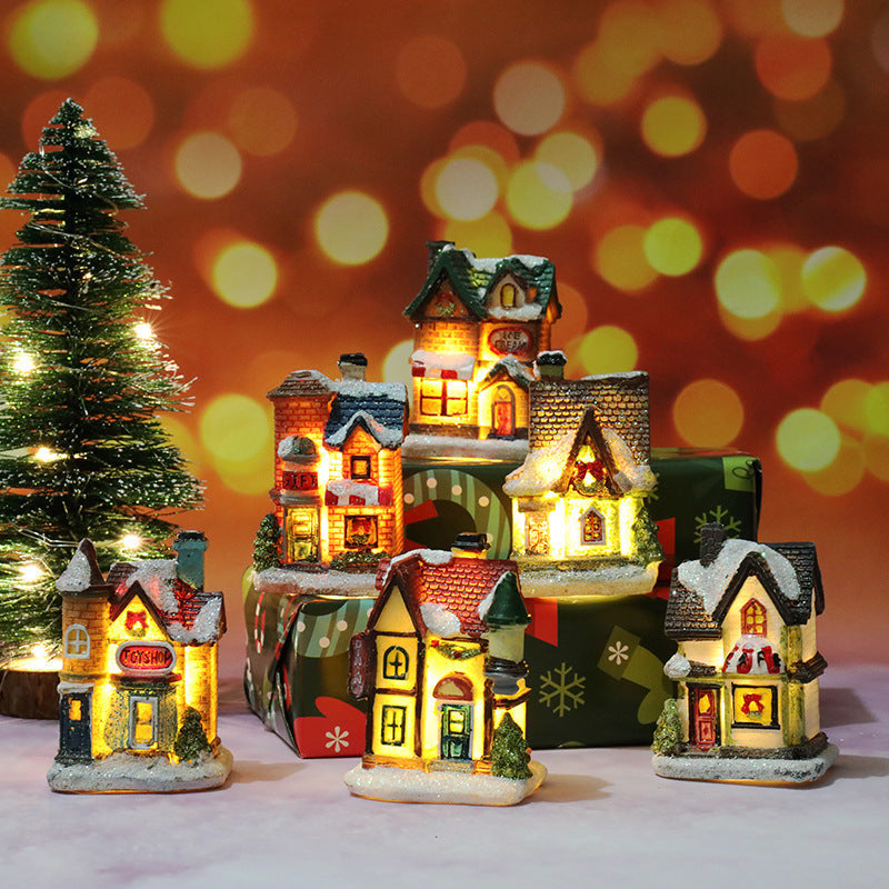 Light Up Christmas Village Houses Figurines with LED Glow