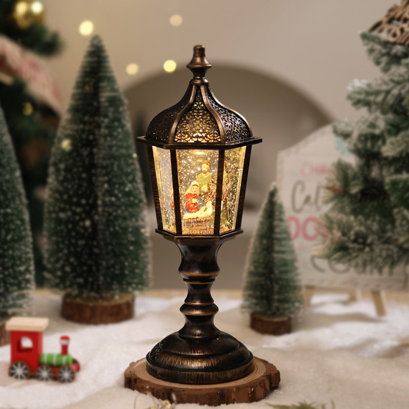 Nostalgic Christmas Lantern with LED Light and Moving Figures