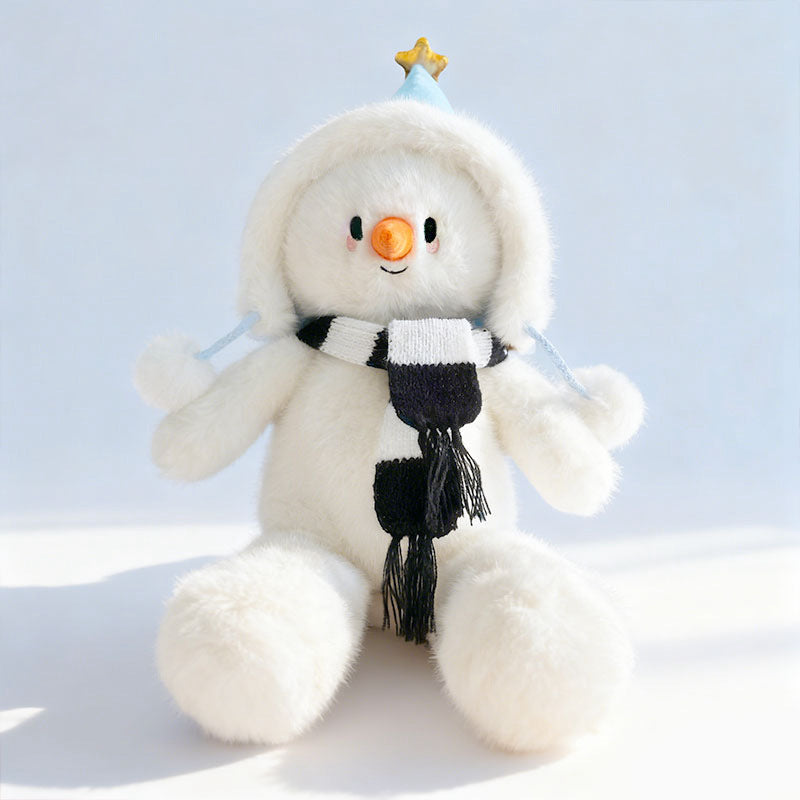 Snowman Christmas Decorations with Plush Knit Scarf and Hat