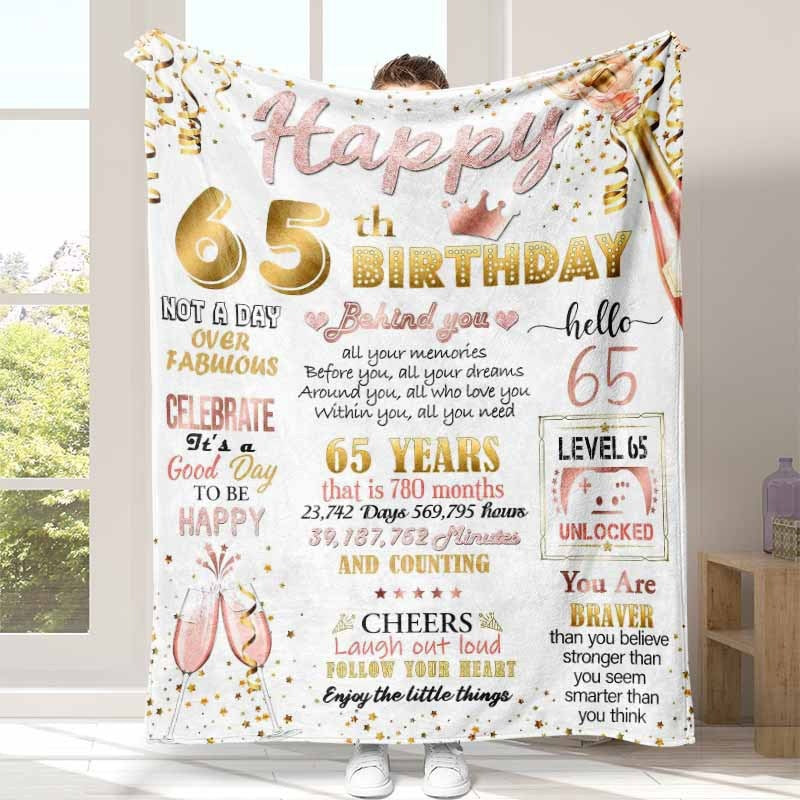 Milestone Birthday Fleece Warm Blanket with Quotes | Soft Machine Washable Throw | 6 Ages | 4 Sizes