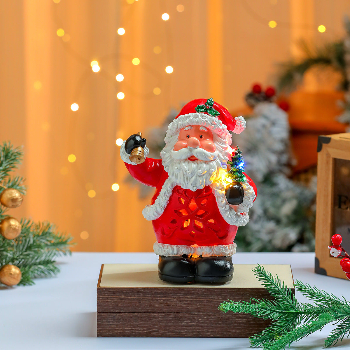 LED Christmas Figurines Set with Santa, Reindeer and Penguin