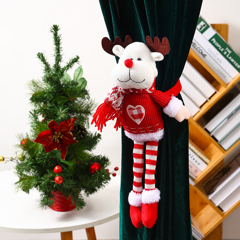 Christmas Curtain Tiebacks Plush Doll Decorations