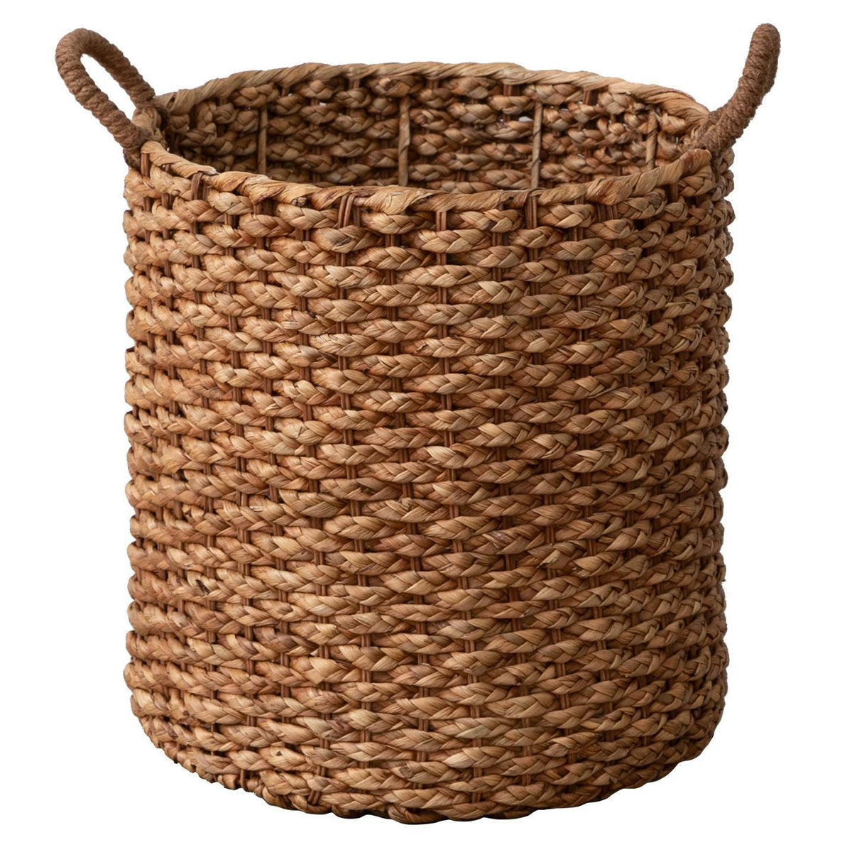 Round Woven Basket with Sturdy Handles | Toy Storage for the Living Room or Bedroom | 14.2 in Across, 14.8 in Tall