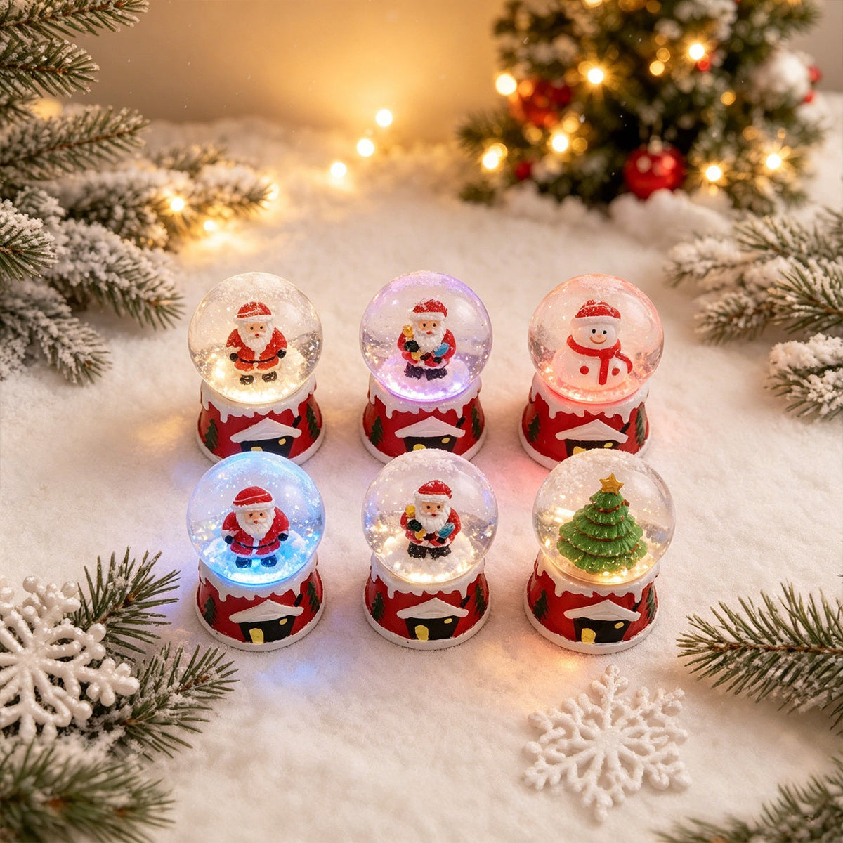 Mini Christmas Snow Globe Ornament Decorations with Santa