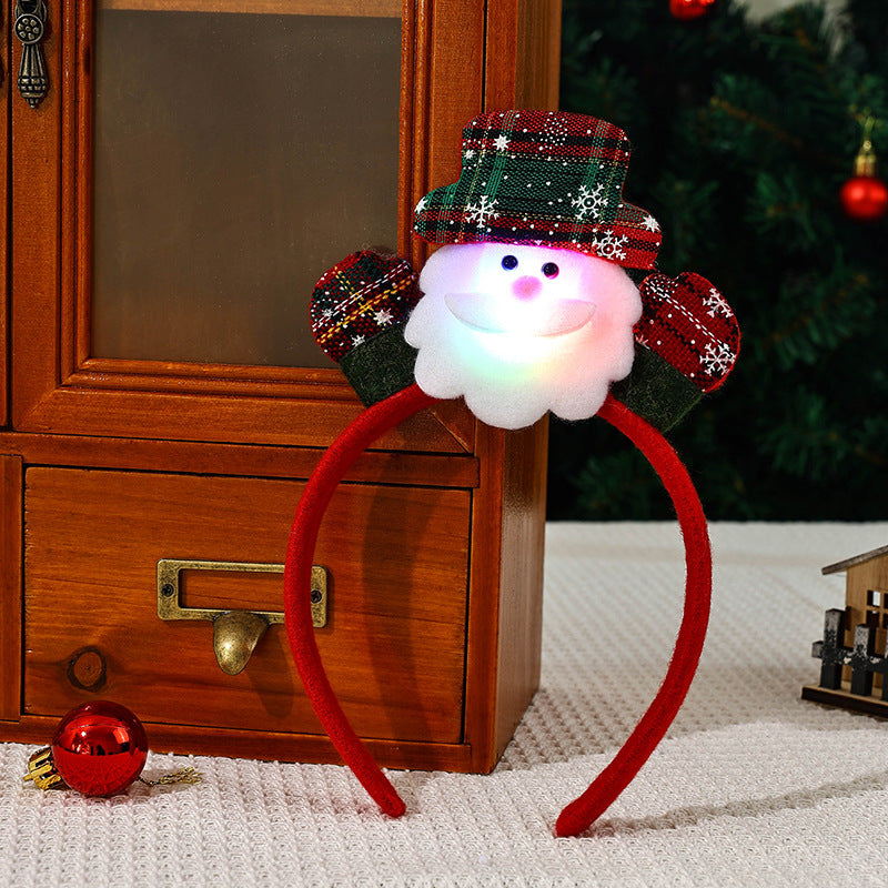 Light Up Christmas Headband with Reindeer and Santa Designs
