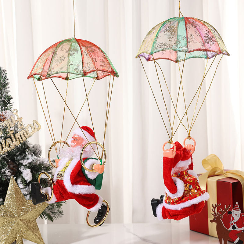 Parachuting Santa Claus Figurine Christmas Hanging Decoration