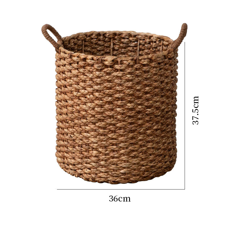 Round Woven Basket with Sturdy Handles | Toy Storage for the Living Room or Bedroom | 14.2 in Across, 14.8 in Tall
