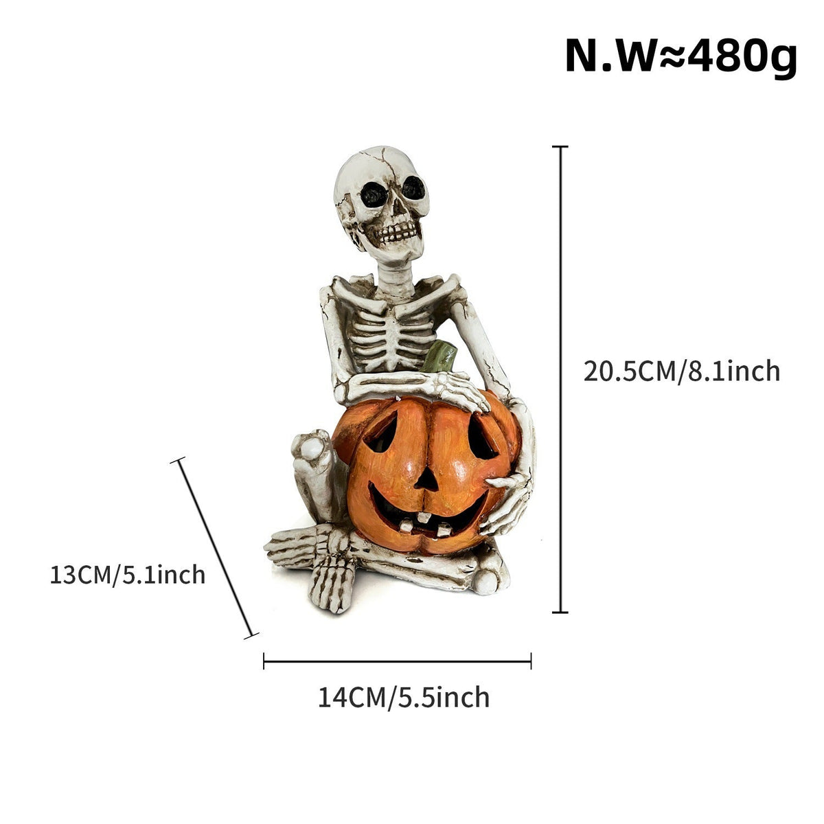 Halloween Skeleton Floral Decorative Figure | Available in 7 Colors | Stands on Shelves, Mantels, and Side Tables