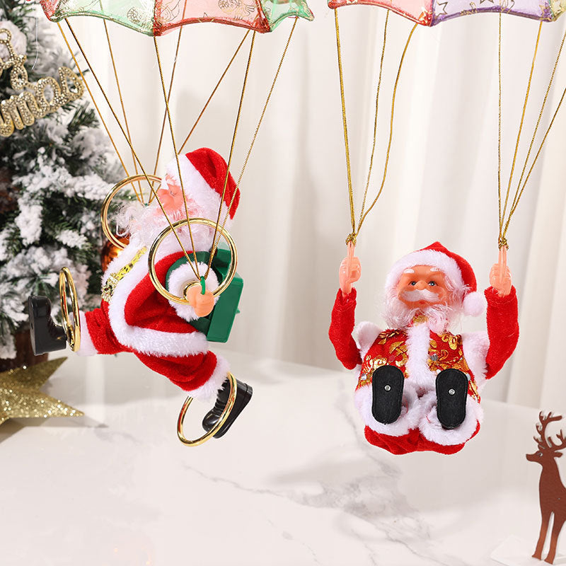 Parachuting Santa Claus Figurine Christmas Hanging Decoration