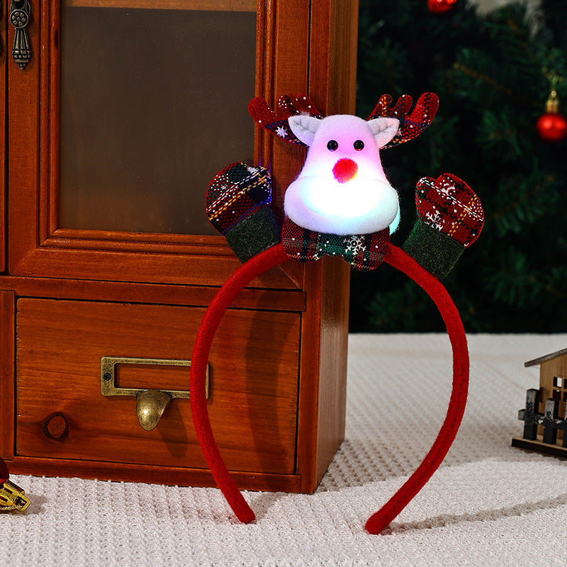 Light Up Christmas Headband with Reindeer and Santa Designs