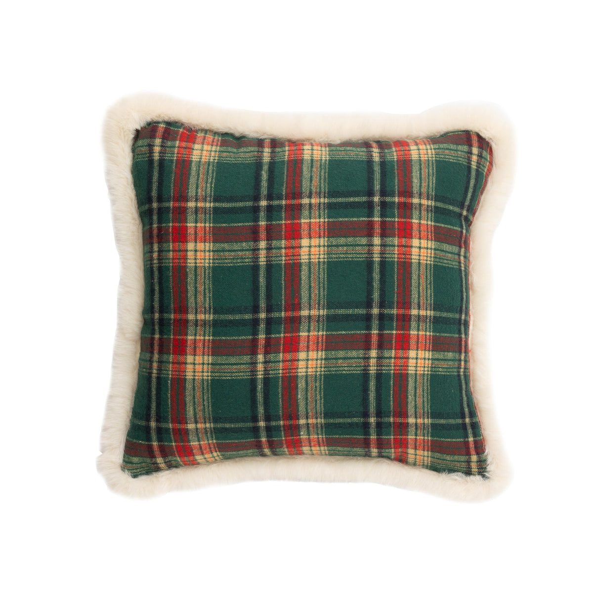 Christmas Throw Pillows in Plaid Flannel with Embroidered Bells
