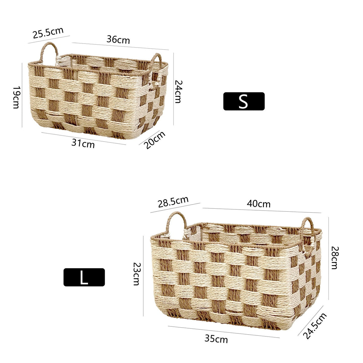 Honeycomb Weave Storage Organizer Basket with Rope Handles | Laundry and Toy Bin | 15.7 x 11 x 9 in