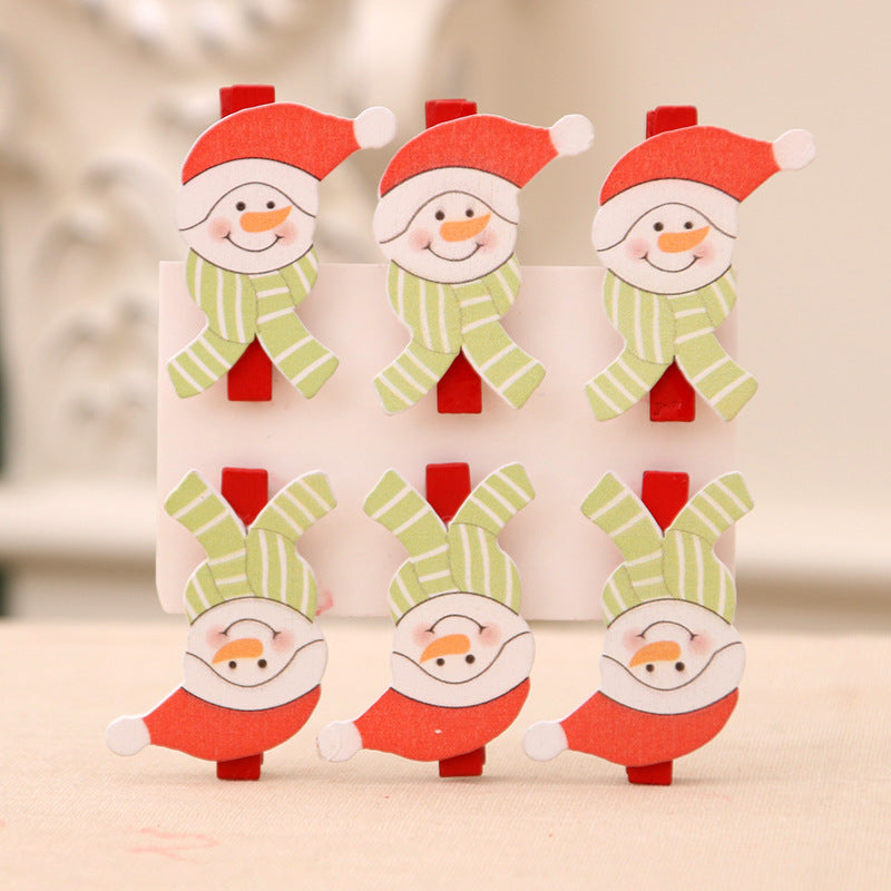 Wooden Christmas Clips Set with Santa, Snowman and Reindeer