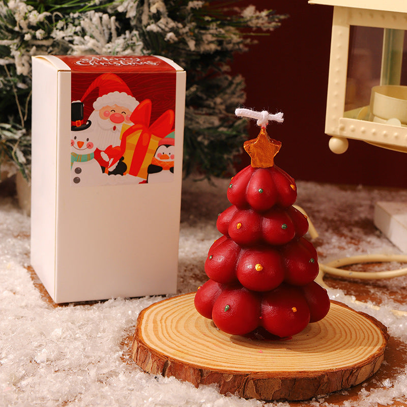 Bubble Christmas Tree Candle with Star Top | Hand Poured Wax, Cotton Wick | Holiday Centerpieces for Mantel and Tabletop