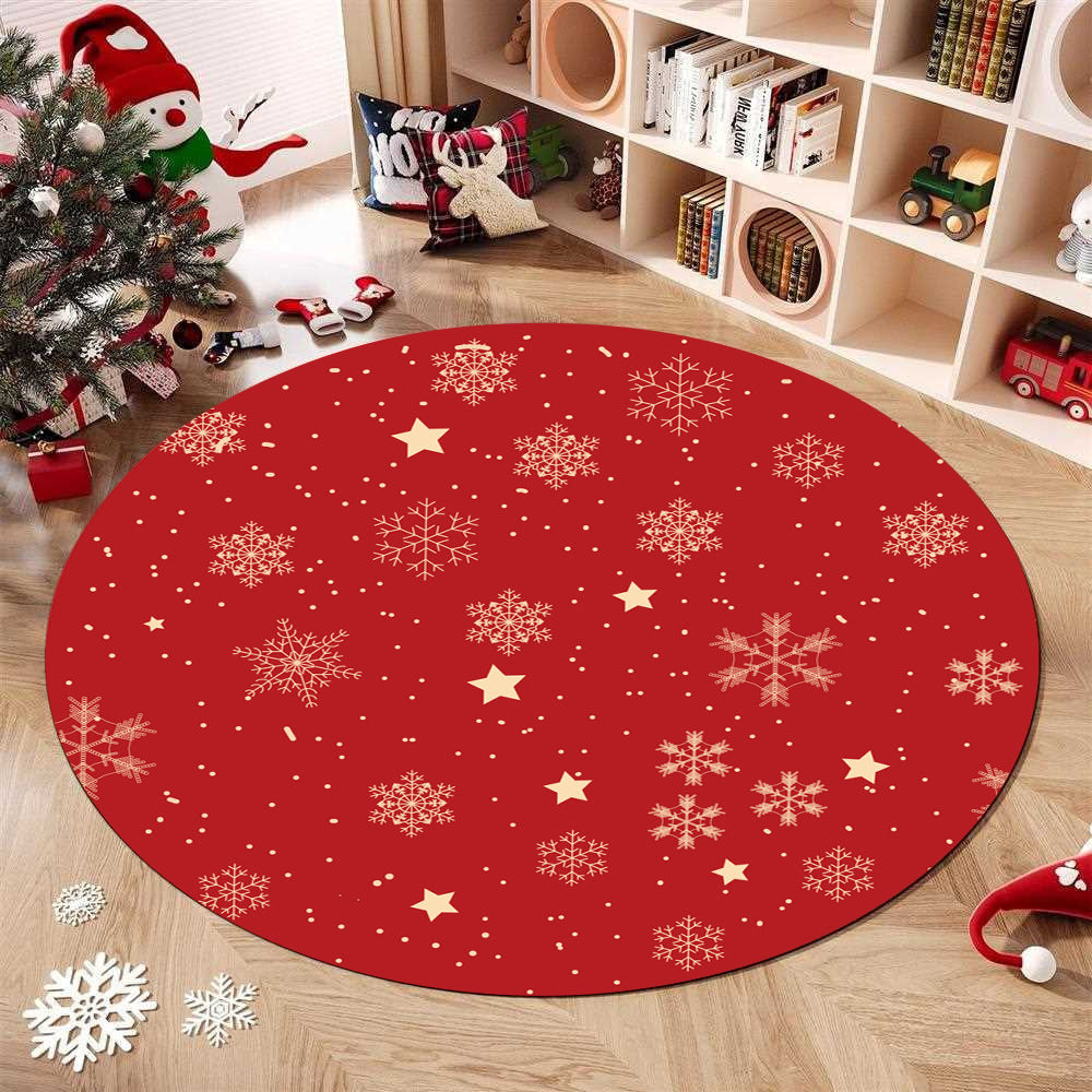 Round Christmas Area Rug with Gingerbread Holiday Designs