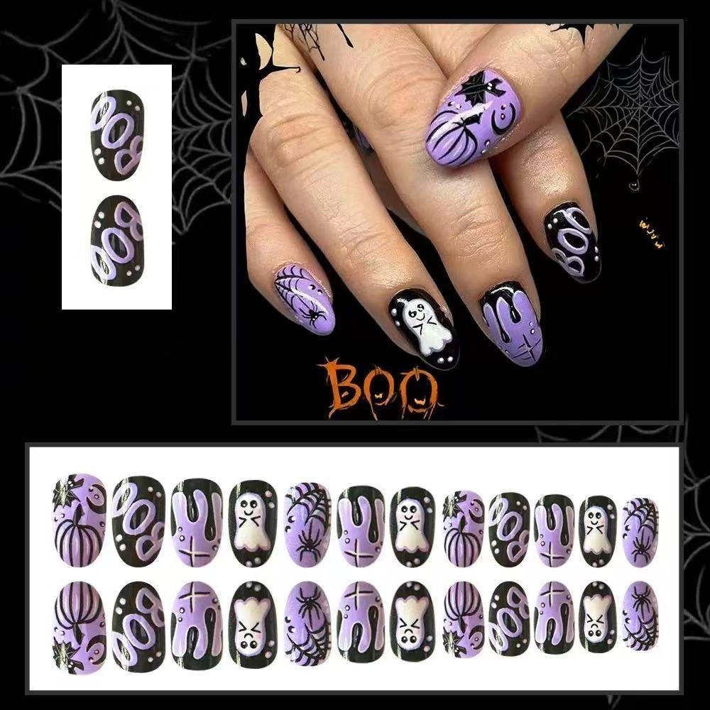 Halloween Press-On Nails | Available in Unbekannt, Bunt | Glue-Free Application in Minutes for Parties and Nights Out