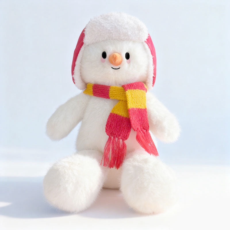 Snowman Christmas Decorations with Plush Knit Scarf and Hat