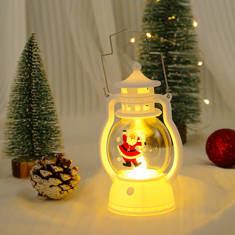 White LED Christmas Lanterns with Glass Globe and Metal Handle