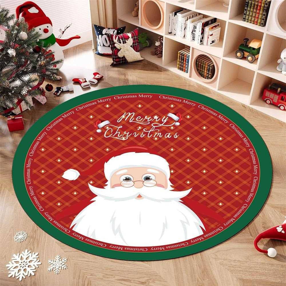 Round Christmas Area Rug with Gingerbread Holiday Designs