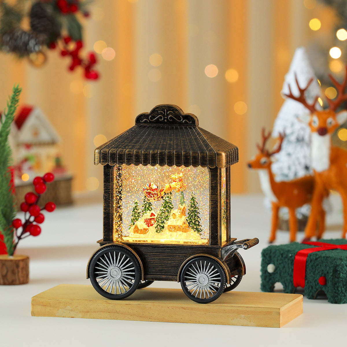 Vintage Christmas Lanterns Train Car with Music and Light