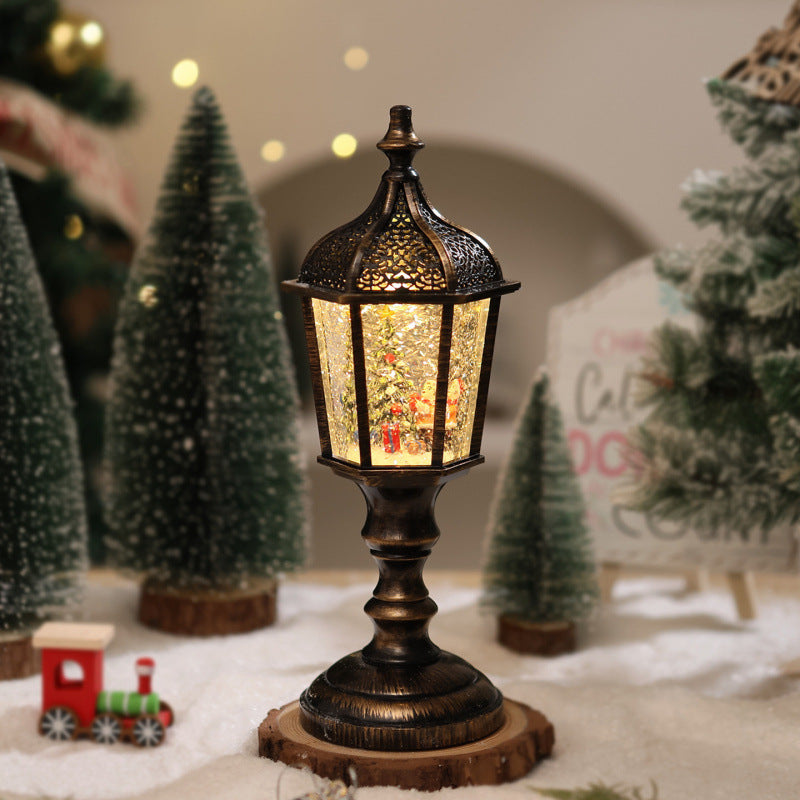 Nostalgic Christmas Lantern with LED Light and Moving Figures
